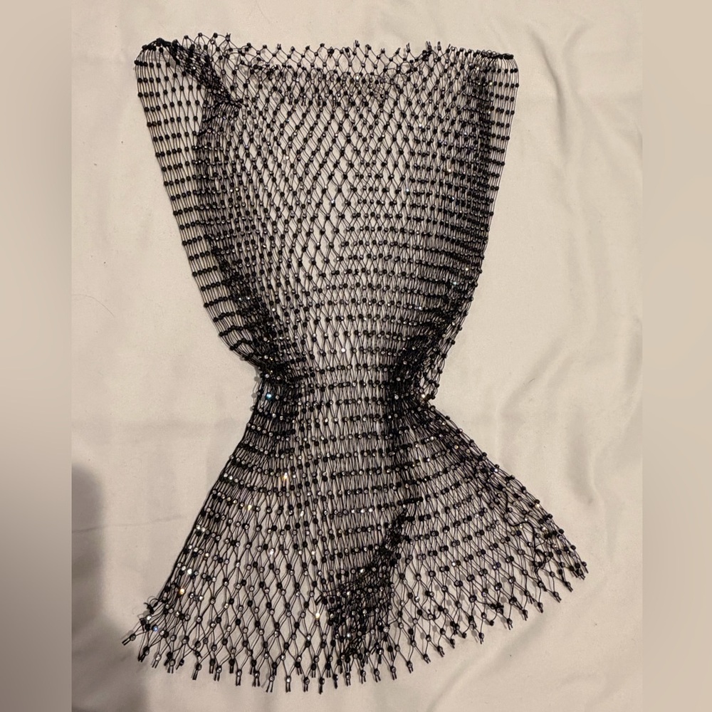 Black Mesh Beaded tank top sparkly